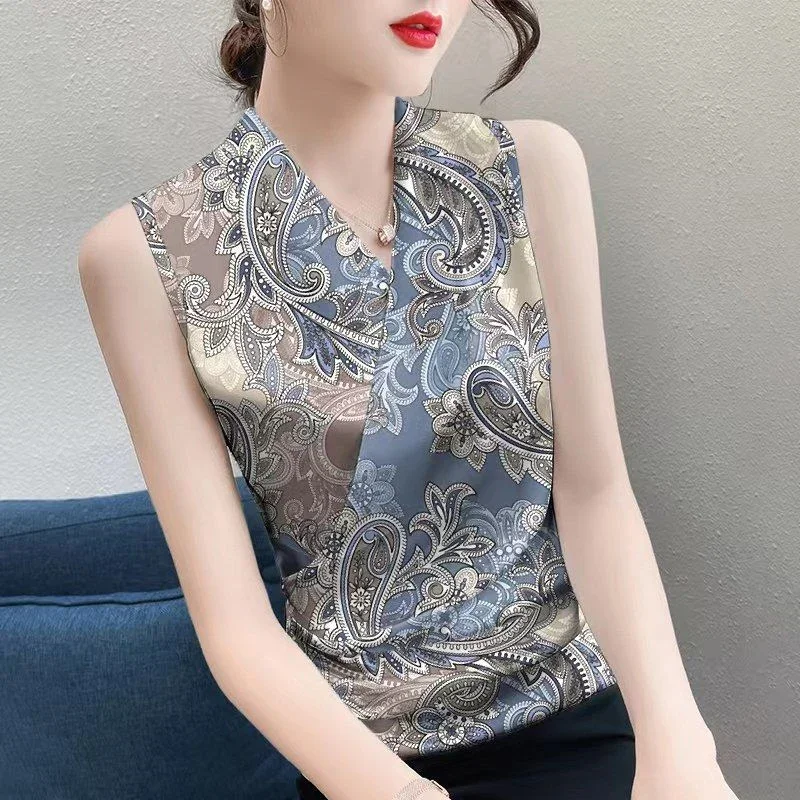 Summer New Printing Slim Fit V Neck Bottoming Shirt Fashion Elegant Women Clothing Sleeveless Tank Tops Tees Ladies
Summer New Printing Slim Fit V Neck Bottoming Shirt Fashion Elegant Women Clothing Sleeveless Tank Tops Tees Ladies