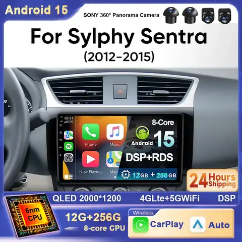 Android 15 Car radio For Nissan Sylphy B17 Sentra 12 2010-2020 GPS Navigation HeadUnit Carplay Auto 4G Multimedia Video car play