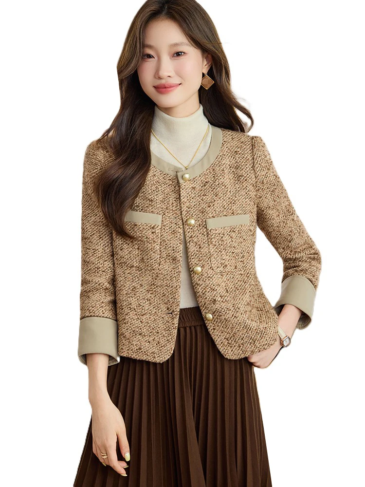 Fashion Winter Women's Blazer Khaki Gray O-Neck Female Ladies Jacket Coat 
Fashion Winter Women's Blazer Khaki Gray O-Neck Female Ladies Jacket Coat