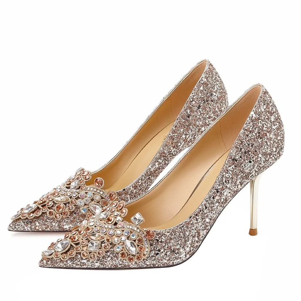 Wedding Shoes Bride Shoes Champagne Gold Chinese Wedding Shoes High Heels Women
Wedding Shoes Bride Shoes Champagne Gold Chinese Wedding Shoes High Heels Women