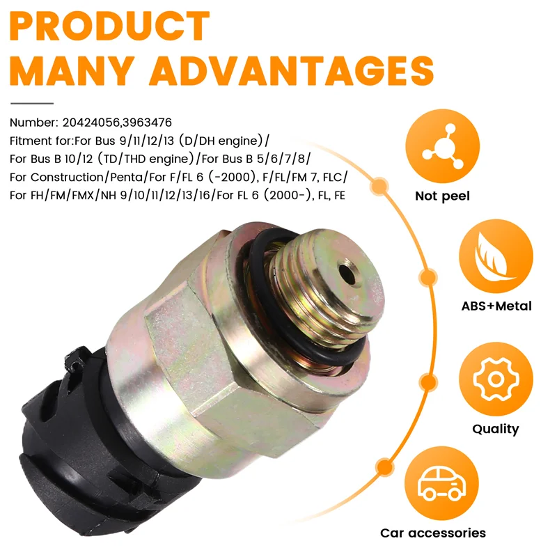 Pressure Switch 20424056 For Volvo FH/FM FMX/NH 9/10 11/12 13/16 Bus B 5/6 7/8 Auto Accessories
Pressure Switch 20424056 For Volvo FH/FM FMX/NH 9/10 11/12 13/16 Bus B 5/6 7/8 Auto Accessories