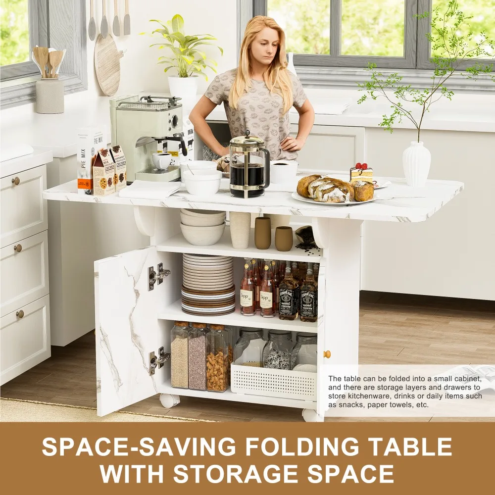 47" Wood Folding Dining Table with storage rack and cabinet, Removable Entryway Table with 6 Wheels,Kitchen Island
47" Wood Folding Dining Table with storage rack and cabinet, Removable Entryway Table with 6 Wheels,Kitchen Island