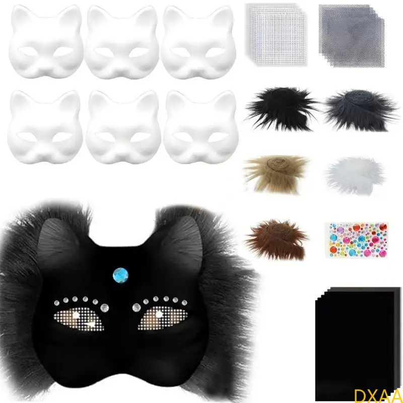DXAA White Paper Mask Unpainted Masquerades Mask with Furry Fabric Trim Eye Mesh
DXAA White Paper Mask Unpainted Masquerades Mask with Furry Fabric Trim Eye Mesh