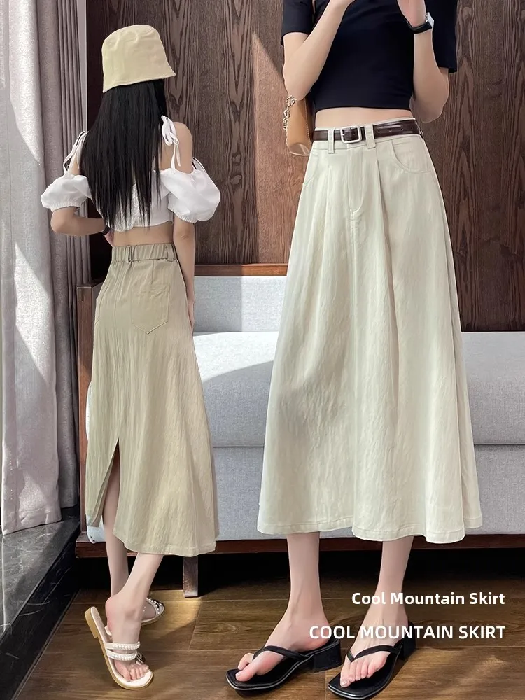 Ele Mid-Length A-Line Split Skirt Thin Summer High Waist Women's Faion Korean Sle Loose Fit Casual High Waist Skirt
Ele Mid-Length A-Line Split Skirt Thin Summer High Waist Women's Faion Korean Sle Loose Fit Casual High Waist Skirt