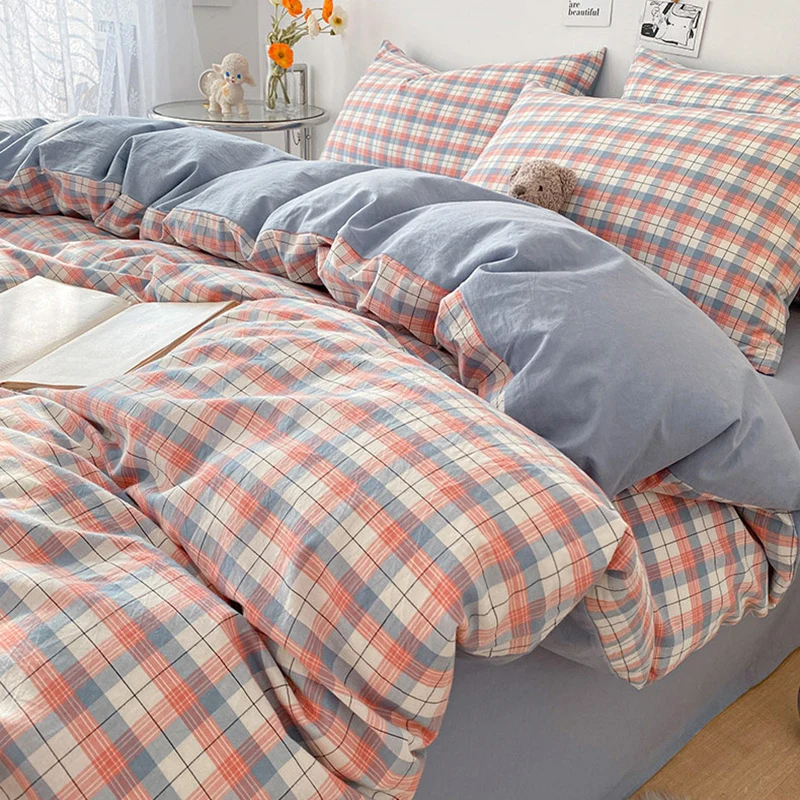 Simple Plaid Duvet Cover Sets Washed Cotton Bedding Set Quilt Cover With Zipper Closure King Queen Comforter Cover
Simple Plaid Duvet Cover Sets Washed Cotton Bedding Set Quilt Cover With Zipper Closure King Queen Comforter Cover