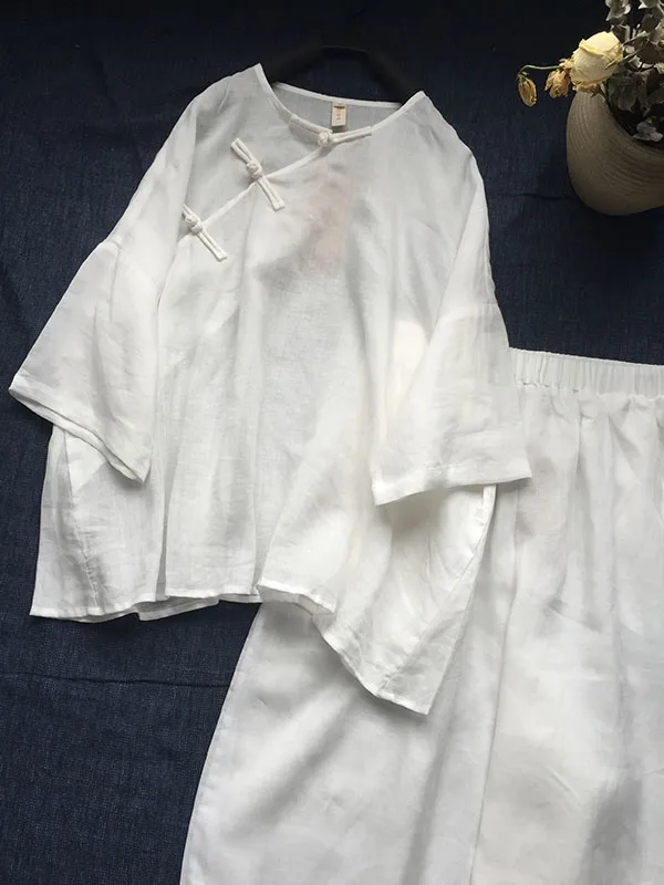 Новые китайские женские хлопковые и льняные широкие брюки в стиле дзен, комплект из двух предметов, весенне-летний топ на пуговицах в стиле ретро
Новые китайские женские хлопковые и льняные широкие брюки в стиле дзен, комплект из двух предметов, весенне-летний топ на пуговицах в стиле ретро