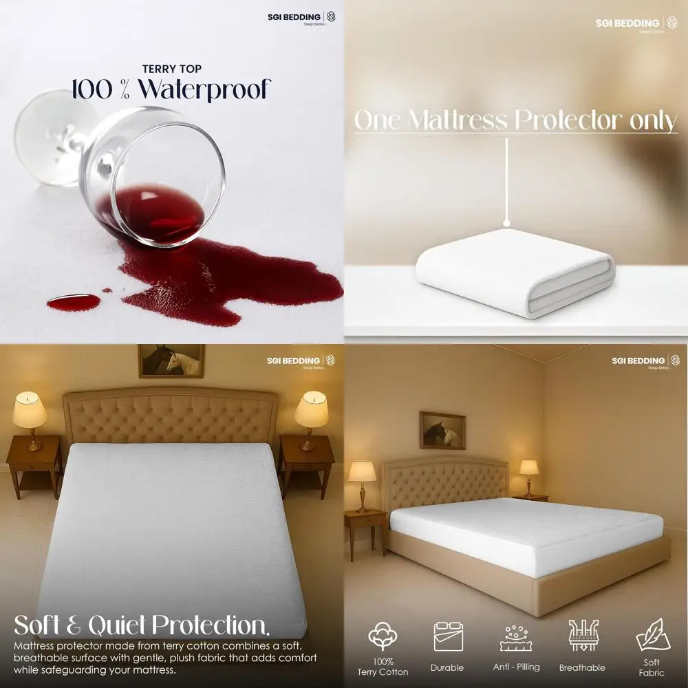 Extra Large 144x84 Bed Mattress Pad Cover, 18 Pocket, Soft & Breathable Fitted Protector, White
Extra Large 144x84 Bed Mattress Pad Cover, 18 Pocket, Soft & Breathable Fitted Protector, White