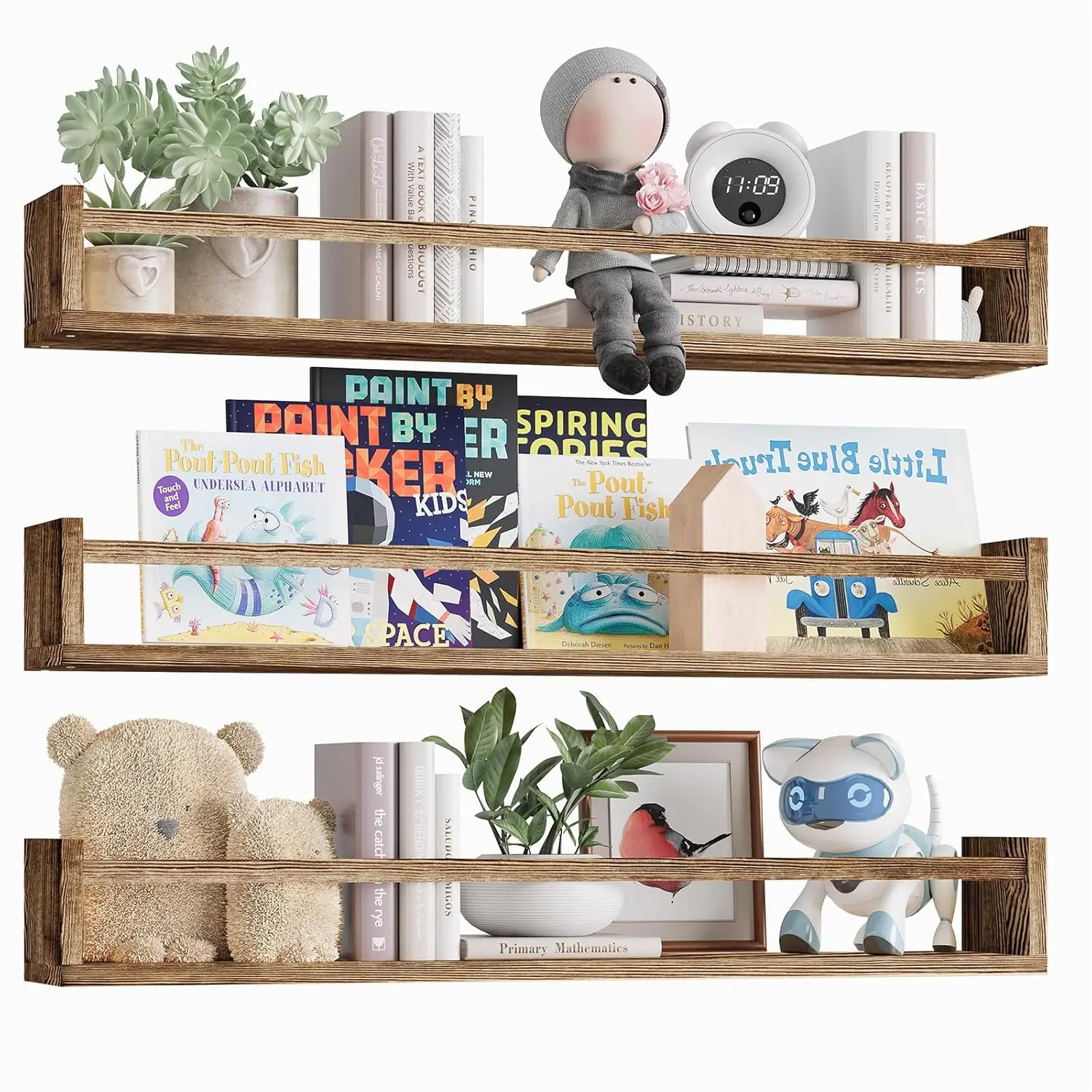 Nursery Book Shelves for Kids Rooms, 23.6 Inch Floating Bookshelves for Wall Set of 3, Baby Nursery Decor, Solid Wood W
Nursery Book Shelves for Kids Rooms, 23.6 Inch Floating Bookshelves for Wall Set of 3, Baby Nursery Decor, Solid Wood W