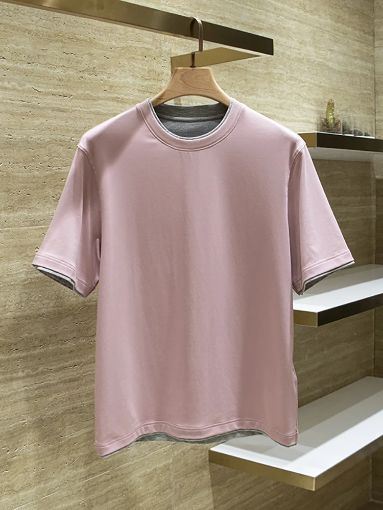 New men's niche design sense fake two fashionable loose crew neck short-sleeved casual T-shirt
New men's niche design sense fake two fashionable loose crew neck short-sleeved casual T-shirt