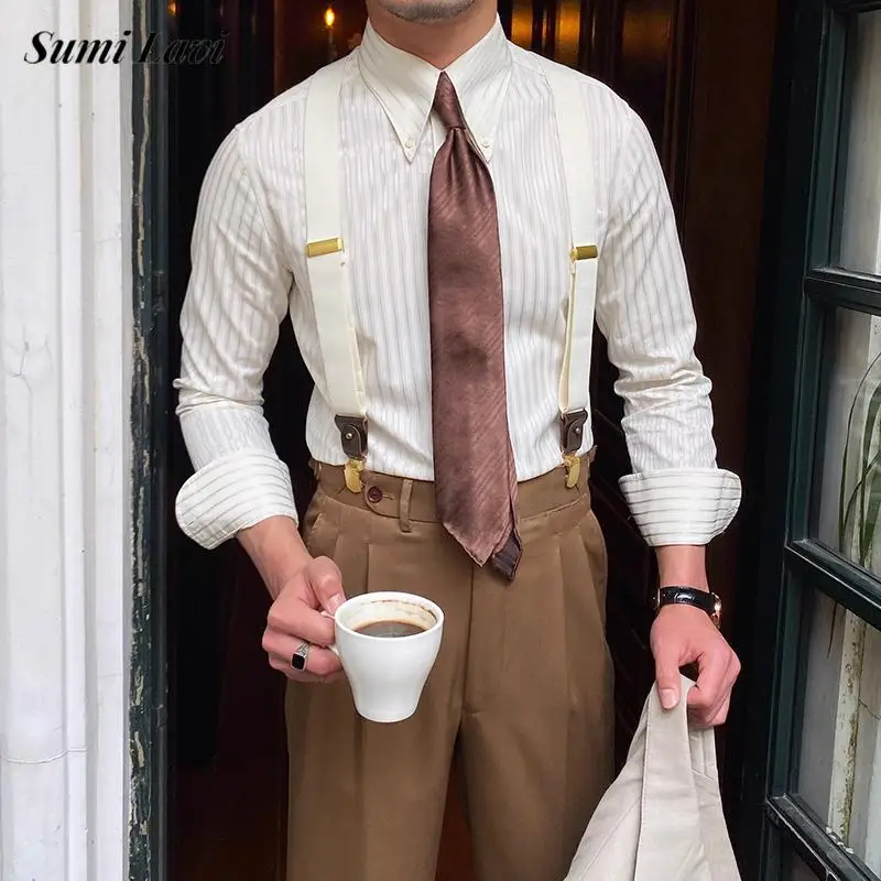 Daily Casual Mens Long Sleeve Shirt Tops Spring Vintage Turn-down Collar Button-up Striped Textured Shirts Men Fashion Shirts
Daily Casual Mens Long Sleeve Shirt Tops Spring Vintage Turn-down Collar Button-up Striped Textured Shirts Men Fashion Shirts
