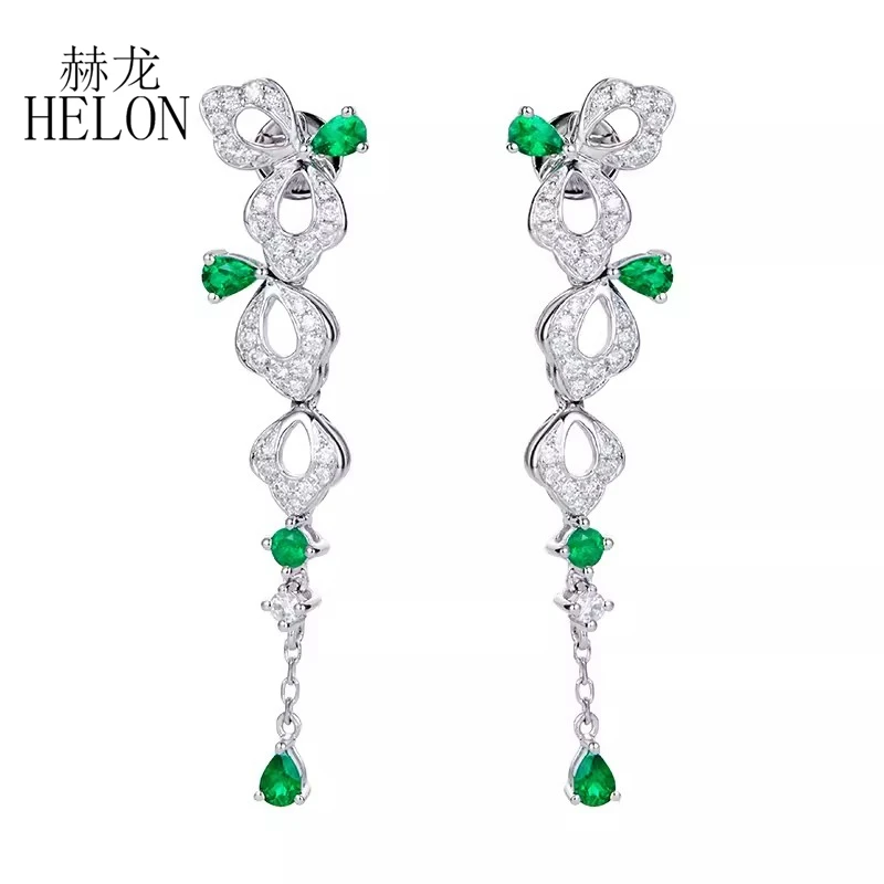 HELON Solid 18k White Gold Genuine Emerald Stud Earrings Women Real Diamonds Exquisite Long Earrings Classical Valentine's Day
HELON Solid 18k White Gold Genuine Emerald Stud Earrings Women Real Diamonds Exquisite Long Earrings Classical Valentine's Day
