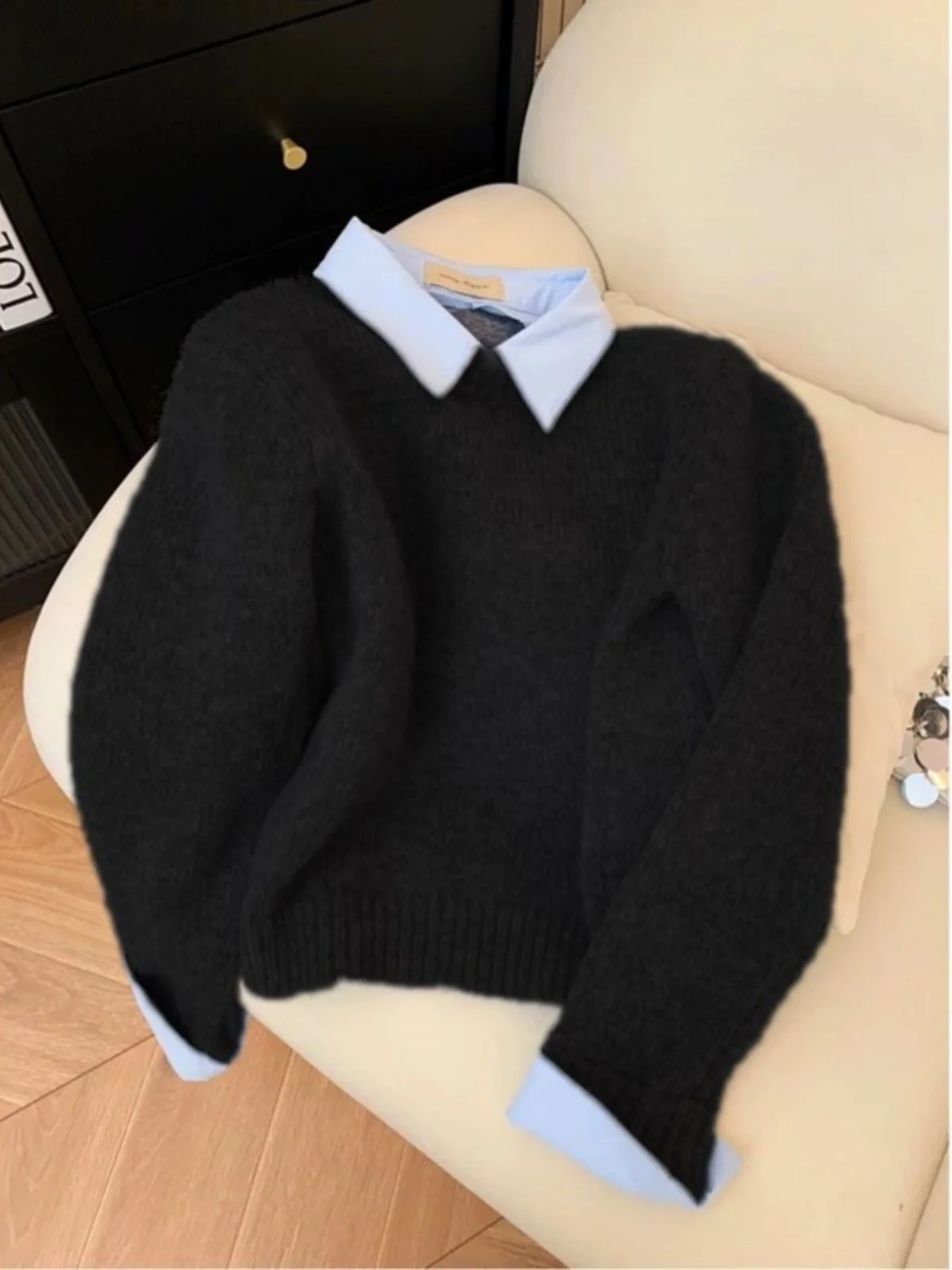 Bla Ne поддельный двухсекционный бархатный свитер с медведем, женский осенне-зимний корейский топ Lazy College, внутренний вязаный топ irt
Bla Ne поддельный двухсекционный бархатный свитер с медведем, женский осенне-зимний корейский топ Lazy College, внутренний вязаный топ irt