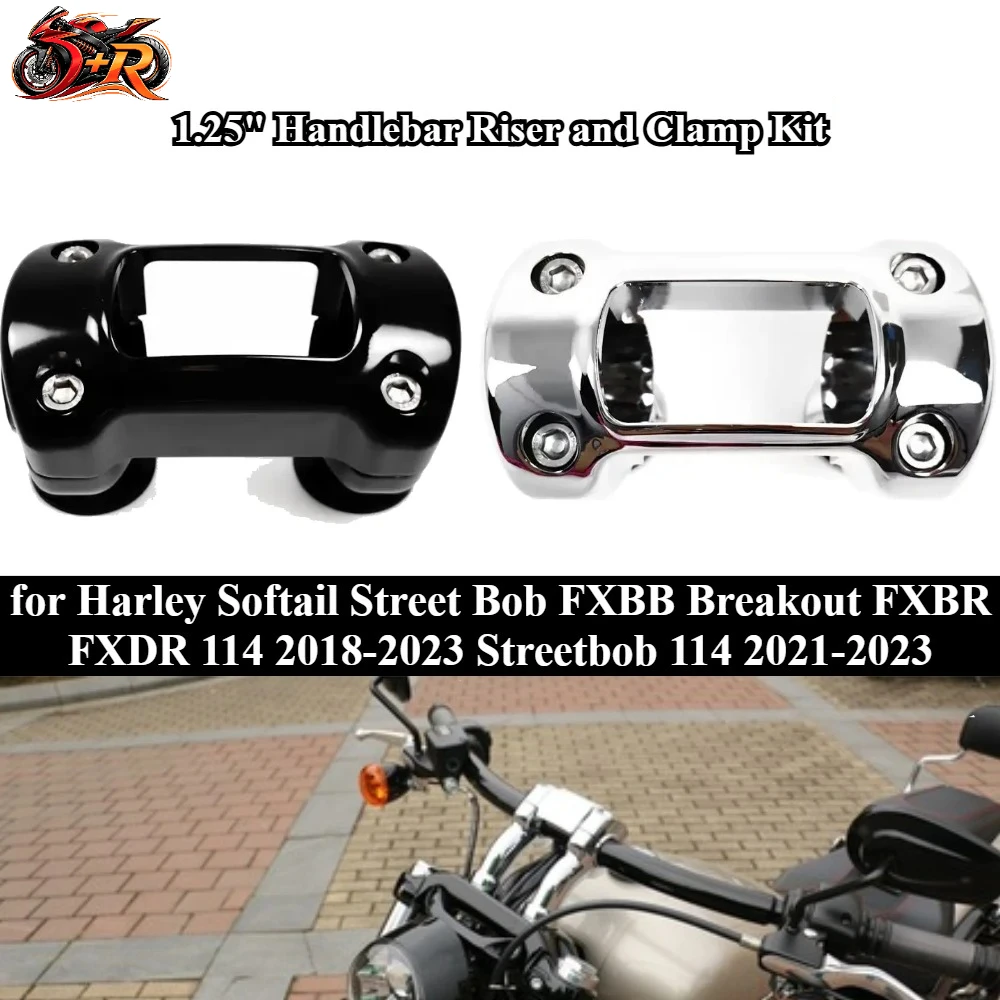 for Harley Softail Street Bob FXBB Breakout FXBR FXDR 114 2018-2023 Streetbob 114 2021-2023 1.25" Handlebar Riser and Clamp Kit
for Harley Softail Street Bob FXBB Breakout FXBR FXDR 114 2018-2023 Streetbob 114 2021-2023 1.25" Handlebar Riser and Clamp Kit