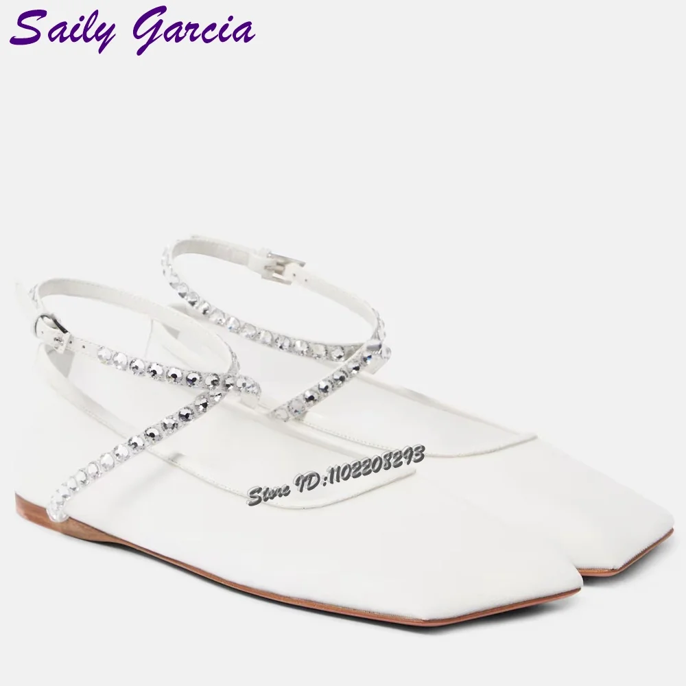 Square Toe Crystal Straps Flats Solid Frosted Wrapped Rhinestone Cross-tied Ballet Sandals 2025 Summer New Fashion Dress Shoes
Square Toe Crystal Straps Flats Solid Frosted Wrapped Rhinestone Cross-tied Ballet Sandals 2025 Summer New Fashion Dress Shoes