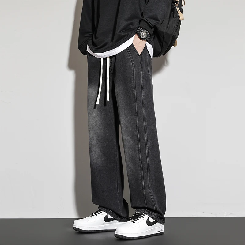 Мужские джинсы свободного кроя с прямыми штанинами, черные, в стиле ретро, повседневные брюки, модные американские, весна-осень, новинка
Мужские джинсы свободного кроя с прямыми штанинами, черные, в стиле ретро, повседневные брюки, модные американские, весна-осень, новинка