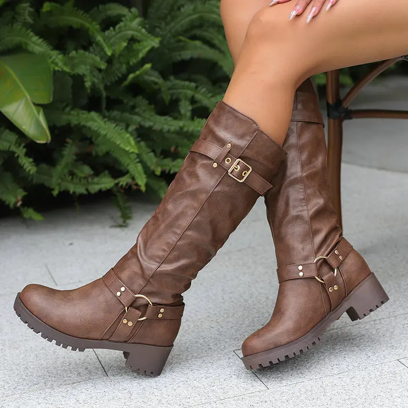 Большие размеры 35–45, мягкая искусственная кожа, коричневый, черный ремень с пряжкой, ковбойские сапоги до середины икры в стиле вестерн, туфли на плоской платформе и платформе на массивном каблуке
Большие размеры 35–45, мягкая искусственная кожа, коричневый, черный ремень с пряжкой, ковбойские сапоги до середины икры в стиле вестерн, туфли на плоской платформе и платформе на массивном каблуке