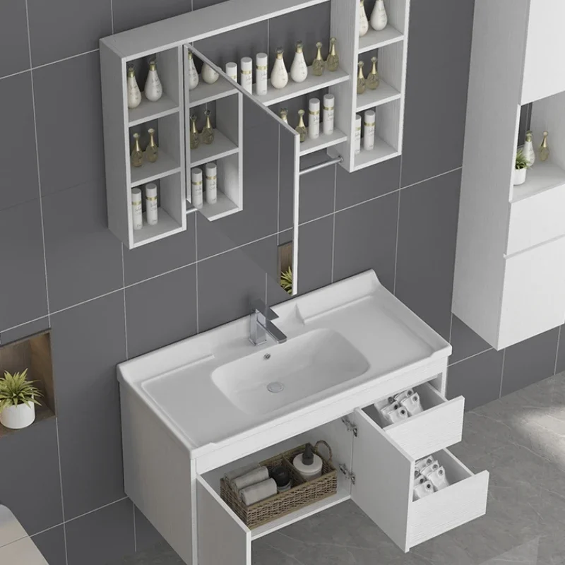 Smart Bathroom Cabinet Combination Mirror Cabinet Solid Wood Bathroom Hand Washing and Face Washing Integrated Cera
Smart Bathroom Cabinet Combination Mirror Cabinet Solid Wood Bathroom Hand Washing and Face Washing Integrated Cera