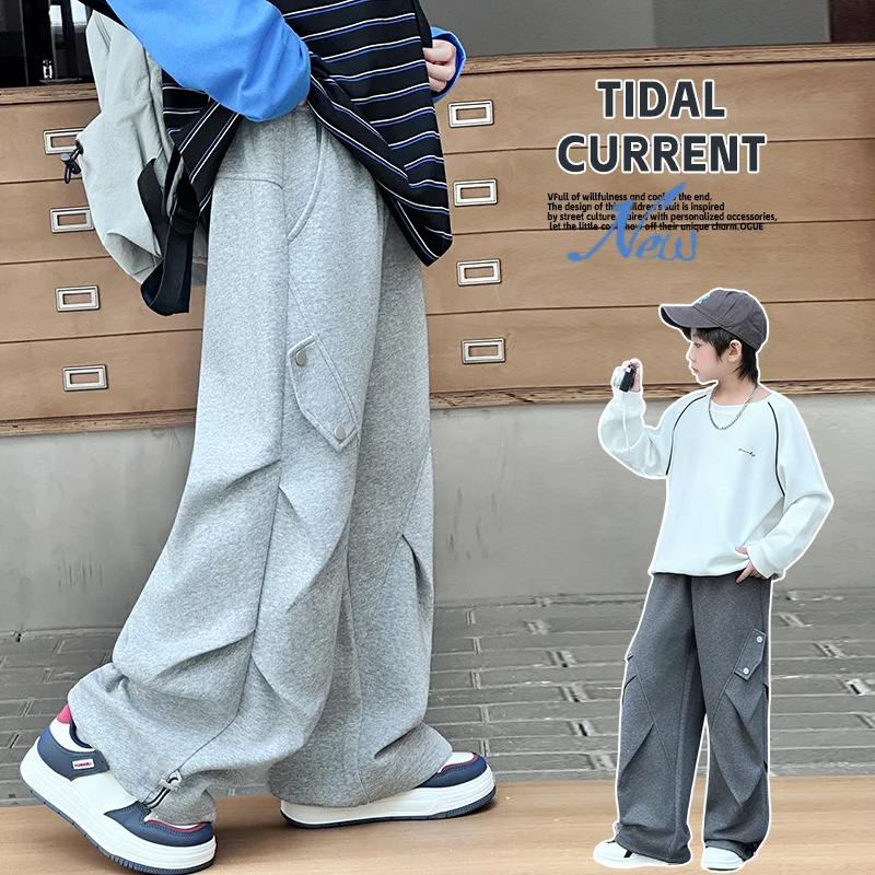 New Kids Designer Gray Color Cotton Straight Leg Parachute Pants for Boys Casual Sports Trousers Children Solid Sweatpants 5-14Y
New Kids Designer Gray Color Cotton Straight Leg Parachute Pants for Boys Casual Sports Trousers Children Solid Sweatpants 5-14Y