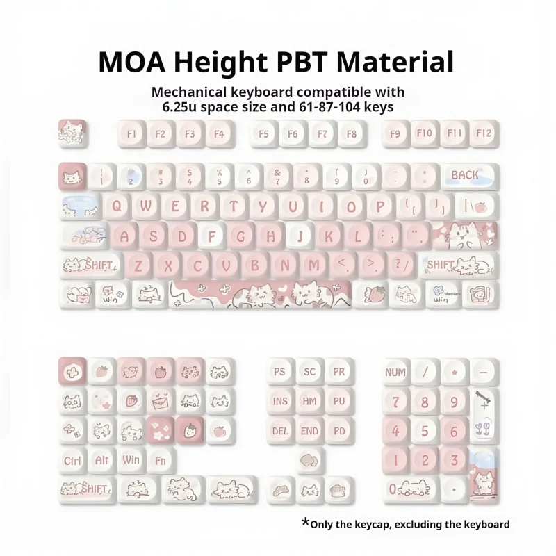 Strawberry Kitten Keycap MOA Height Beige Light Pink Five Sided Heat Sublimation 132 Keys Ergonomic Silky Smooth Touch Cute
Strawberry Kitten Keycap MOA Height Beige Light Pink Five Sided Heat Sublimation 132 Keys Ergonomic Silky Smooth Touch Cute