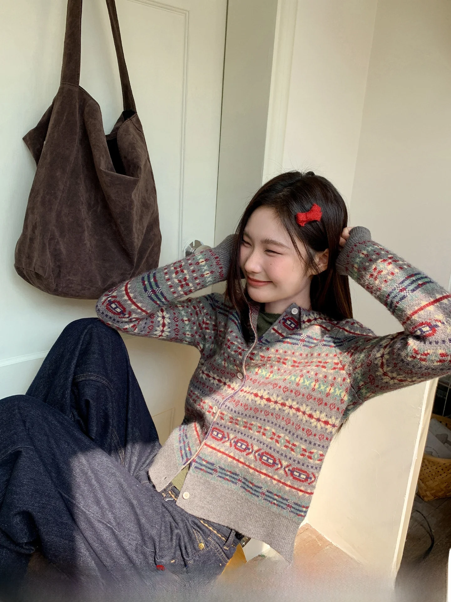 Hello Fair Isle Knitted Sweater Women's Casual Collar Autumn Winter New Sle Retro Small ence Leisure Top
Hello Fair Isle Knitted Sweater Women's Casual Collar Autumn Winter New Sle Retro Small ence Leisure Top