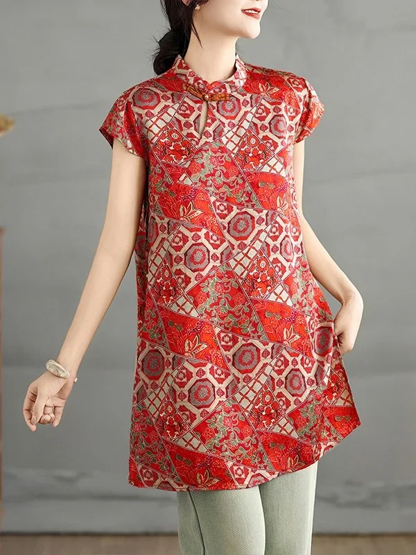 New Chinese Sle Long Printed irt ort Sve Stand Collar Large Size Women's Faionable Top Comfortable Cotto...
New Chinese Sle Long Printed irt ort Sve Stand Collar Large Size Women's Faionable Top Comfortable Cotto...