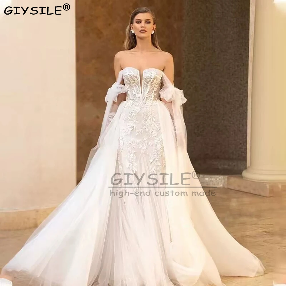 GIYSILE Customized Luxury Mermaid Wedding Dresses Thick Staps Detachable Train 2 in 1 Lace Applique Wedding Gowns Tailor-Made
GIYSILE Customized Luxury Mermaid Wedding Dresses Thick Staps Detachable Train 2 in 1 Lace Applique Wedding Gowns Tailor-Made