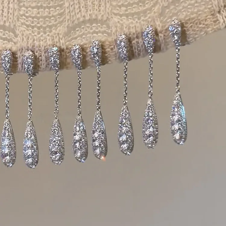 Luxury Shiny Full Zircon Waterdrop Dangle Earrings for Women 925 Silver Needle Long Tassel Earring Charm Wedding Party Jewelry
Luxury Shiny Full Zircon Waterdrop Dangle Earrings for Women 925 Silver Needle Long Tassel Earring Charm Wedding Party Jewelry