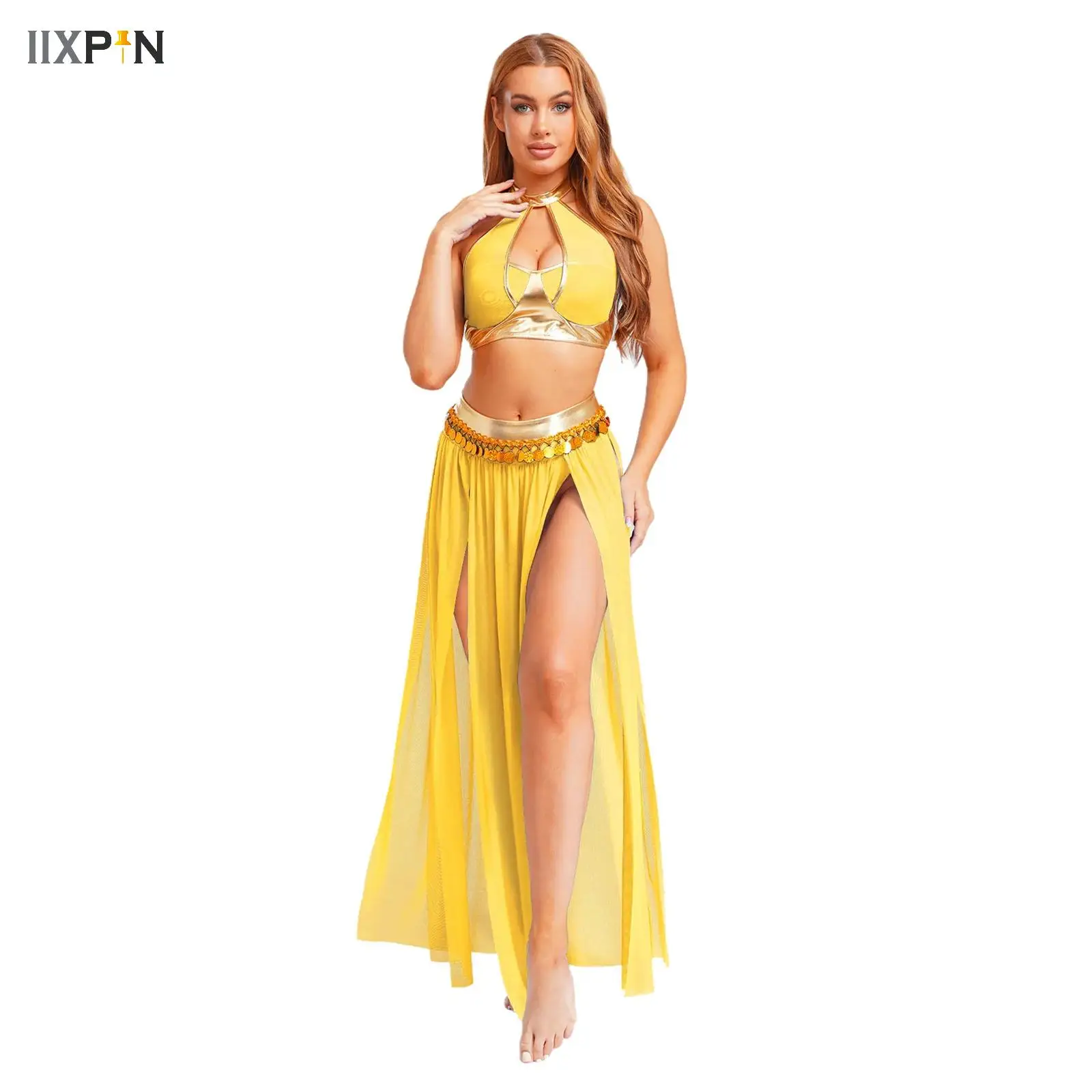 Oriental Belly Dance Suit Halter Backless Top with Split Mesh Skirt Practice Clothes Set Female Elegant Performance Clothing
Oriental Belly Dance Suit Halter Backless Top with Split Mesh Skirt Practice Clothes Set Female Elegant Performance Clothing