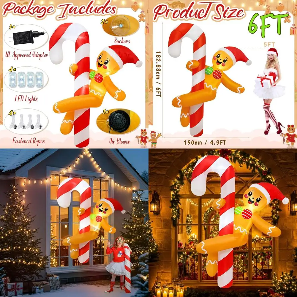 Giant 6ft Gingerbread Dance Around Candy Cane Inflatable Christmas Decoration for Outdoor Lawn & Indoor Garden
Giant 6ft Gingerbread Dance Around Candy Cane Inflatable Christmas Decoration for Outdoor Lawn & Indoor Garden