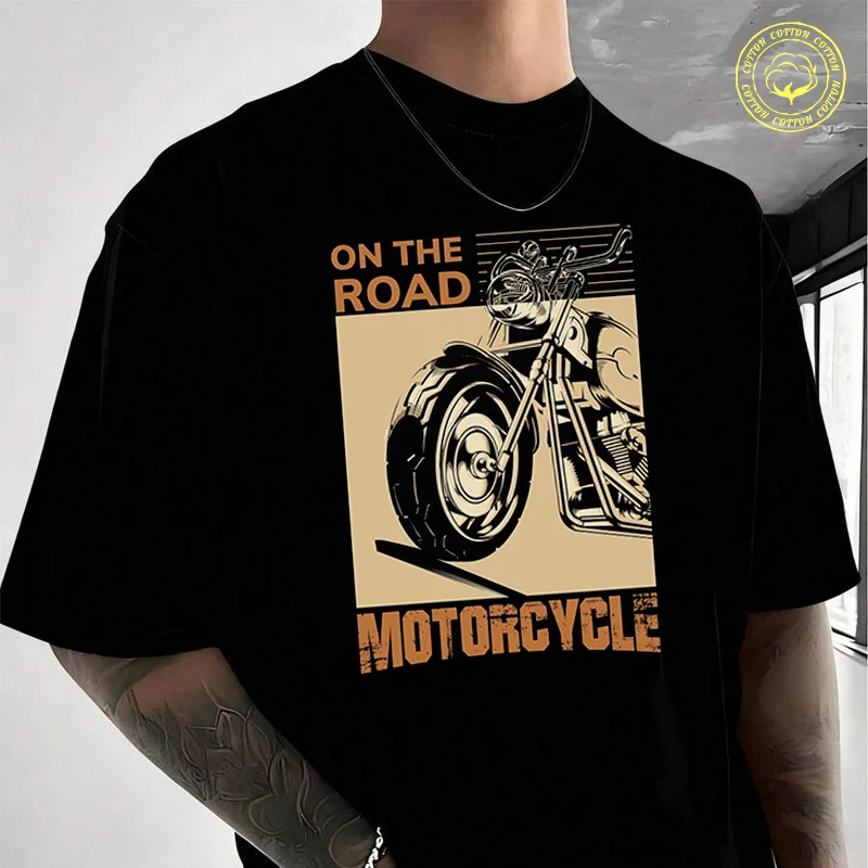 Мужская хлопковая футболка On The Road Motorcycle, новая повседневная футболка с круглым вырезом и короткими рукавами, летняя уличная одежда
Мужская хлопковая футболка On The Road Motorcycle, новая повседневная футболка с круглым вырезом и короткими рукавами, летняя уличная одежда