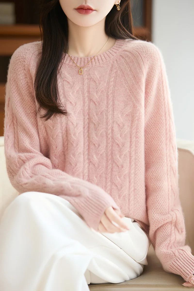 Women 100% Merino Wool Thickening Sweater O-neck Knitted Twisted Pullover Autumn Winter Keep Warm Long Sleeve Clothing Base Tops
Women 100% Merino Wool Thickening Sweater O-neck Knitted Twisted Pullover Autumn Winter Keep Warm Long Sleeve Clothing Base Tops