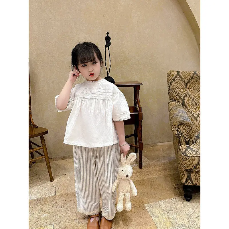 Eid Loose Summer Little Girls Children Clothing Set Two 2 Piece Set T Shirt Top+Pants Plaid Baby Clothes Kids Birthday Outfits
Eid Loose Summer Little Girls Children Clothing Set Two 2 Piece Set T Shirt Top+Pants Plaid Baby Clothes Kids Birthday Outfits