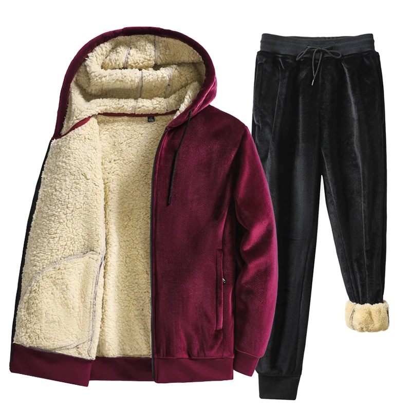 Men Winter Wool Fleece Parka Sets Men Warm Tracksuits Winter Thick Lamb Two Pieces Set Mens Tracksuit Hooded Jacket + Pants Set
Men Winter Wool Fleece Parka Sets Men Warm Tracksuits Winter Thick Lamb Two Pieces Set Mens Tracksuit Hooded Jacket + Pants Set