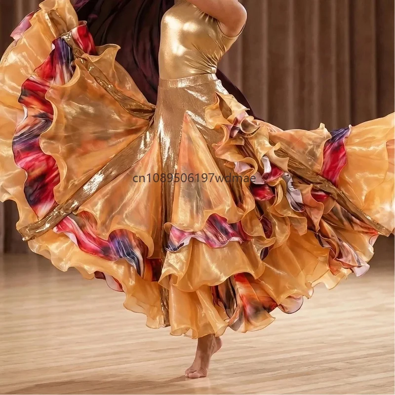 Group Belly Dance Performance Costume High-Slit Bodycon Skirt Women Sexy Oriental Dance Ruffle Golden Skirts Floral Dress
Group Belly Dance Performance Costume High-Slit Bodycon Skirt Women Sexy Oriental Dance Ruffle Golden Skirts Floral Dress