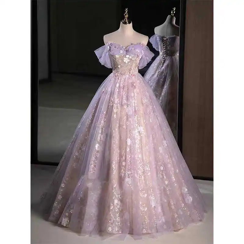 Elegant Purple Evening Gown for Women Wedding Engagement Party Performance Short Sleeve One Shoulder Princess Ball Gown
Elegant Purple Evening Gown for Women Wedding Engagement Party Performance Short Sleeve One Shoulder Princess Ball Gown