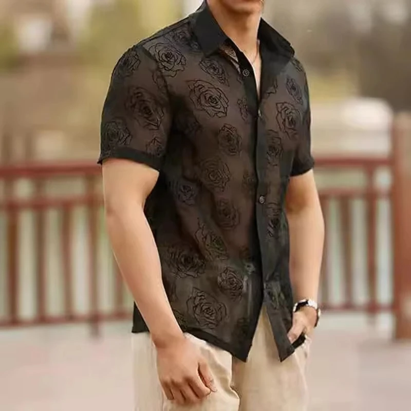 Spring/summer Fashion Street Perspective Men's Short-sleeved Shirt Party Club Bar Sexy Cut-out Shirt Casual Street Men's T-shirt
Spring/summer Fashion Street Perspective Men's Short-sleeved Shirt Party Club Bar Sexy Cut-out Shirt Casual Street Men's T-shirt