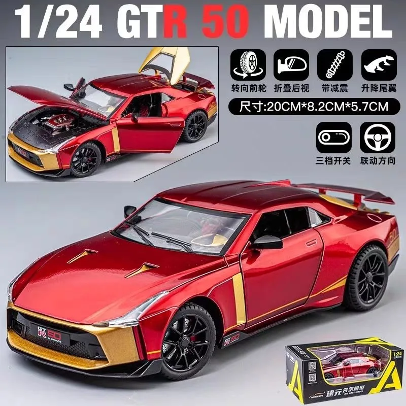 1:24 Nissan GTR 50 Diecast Alloy Sports Car Model with Openable Doors Front Wheel Steering for Collectors Hobby Display
1:24 Nissan GTR 50 Diecast Alloy Sports Car Model with Openable Doors Front Wheel Steering for Collectors Hobby Display