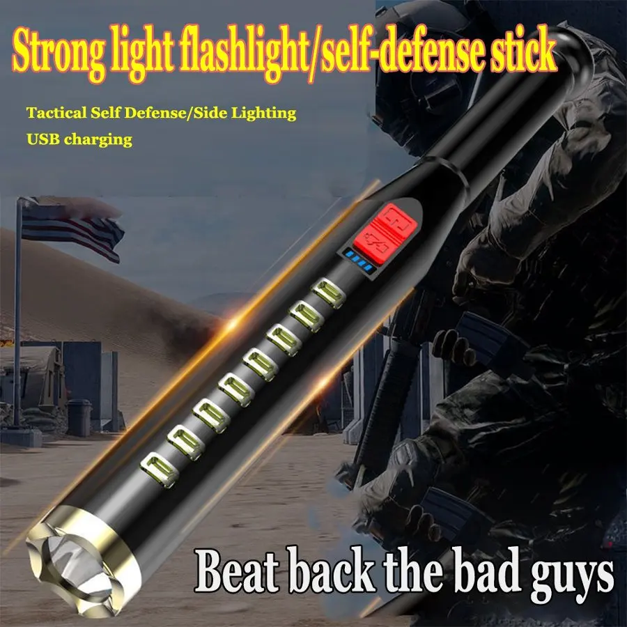 Мощный светодиодный фонарь для улицы, патрулирования, бейсбольный фонарь, USB-перезаряжаемый, для самообороны, аварийный светильник
Мощный светодиодный фонарь для улицы, патрулирования, бейсбольный фонарь, USB-перезаряжаемый, для самообороны, аварийный светильник