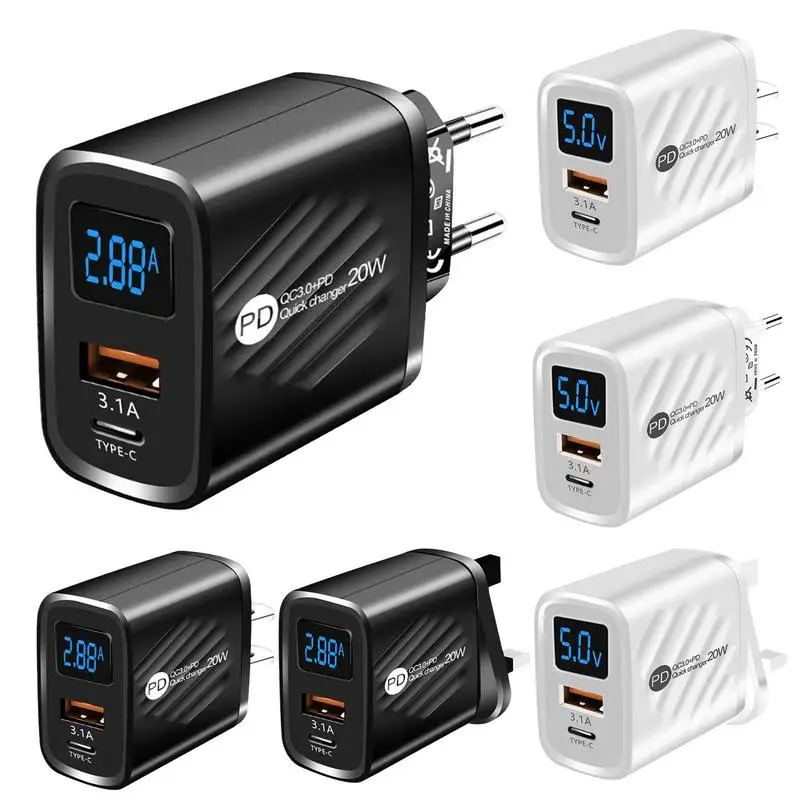 USB Type C Charger 20W PD Fast Charging Digital Display Phone Charge Adapter USB Wall Charger For Traveling Trip Business
USB Type C Charger 20W PD Fast Charging Digital Display Phone Charge Adapter USB Wall Charger For Traveling Trip Business