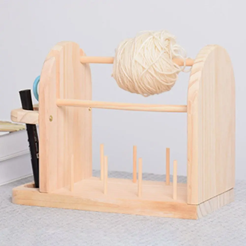 Wooden Thread Spool Holder Dual Axis Rotating Weaving Yarn Ball Holder with Storage Slot Space-saving Sewing Thread Storage Rack
Wooden Thread Spool Holder Dual Axis Rotating Weaving Yarn Ball Holder with Storage Slot Space-saving Sewing Thread Storage Rack