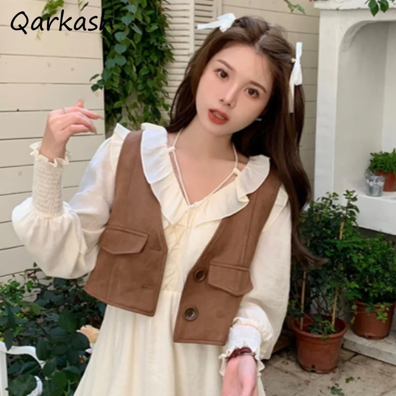Vests Women Vintage Korean Fashion Leisure Cozy Autumn New Buttons Zip Up Sleeveless Waistcoats All-match Hipster Designed Tops
Vests Women Vintage Korean Fashion Leisure Cozy Autumn New Buttons Zip Up Sleeveless Waistcoats All-match Hipster Designed Tops