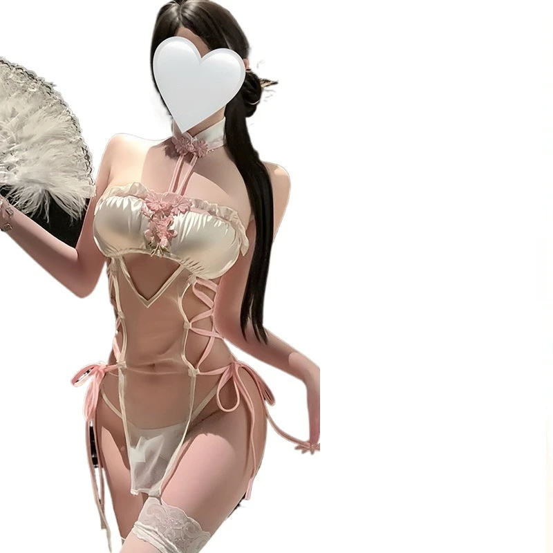 Chinese Halter Cheongsam Dress Lace Perspective Qipao Embroidery Seductive Wrap Hip Skirt Sexy Lingerie Porno Costume Temptation
Chinese Halter Cheongsam Dress Lace Perspective Qipao Embroidery Seductive Wrap Hip Skirt Sexy Lingerie Porno Costume Temptation