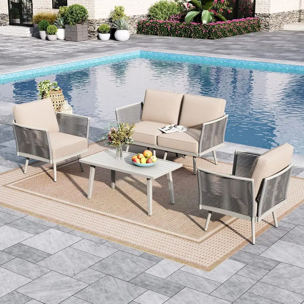 5-Piece Outdoor Sectional Furniture Set with PE Rattan, Weather-Resistant and Rust-Free with Olefin Cushions
5-Piece Outdoor Sectional Furniture Set with PE Rattan, Weather-Resistant and Rust-Free with Olefin Cushions