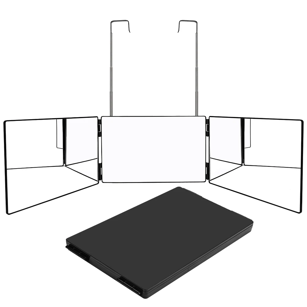 Black Portable 360 Trifold Mirror with Height Adjustable Telescoping Hooks Ideal for Self Hair Cutting Makeup Essential Fordable
Black Portable 360 Trifold Mirror with Height Adjustable Telescoping Hooks Ideal for Self Hair Cutting Makeup Essential Fordable