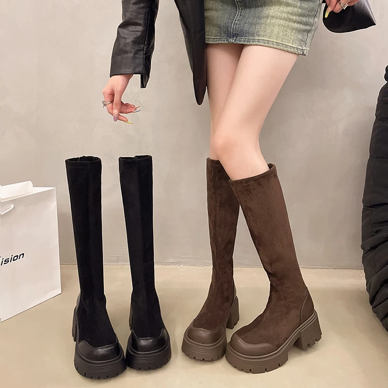 2025 Women's Long Tube Boots Retro Elastic Slim Fit Fashionable All-Match Thick Bottom Spring Autumn Seasonal New
2025 Women's Long Tube Boots Retro Elastic Slim Fit Fashionable All-Match Thick Bottom Spring Autumn Seasonal New