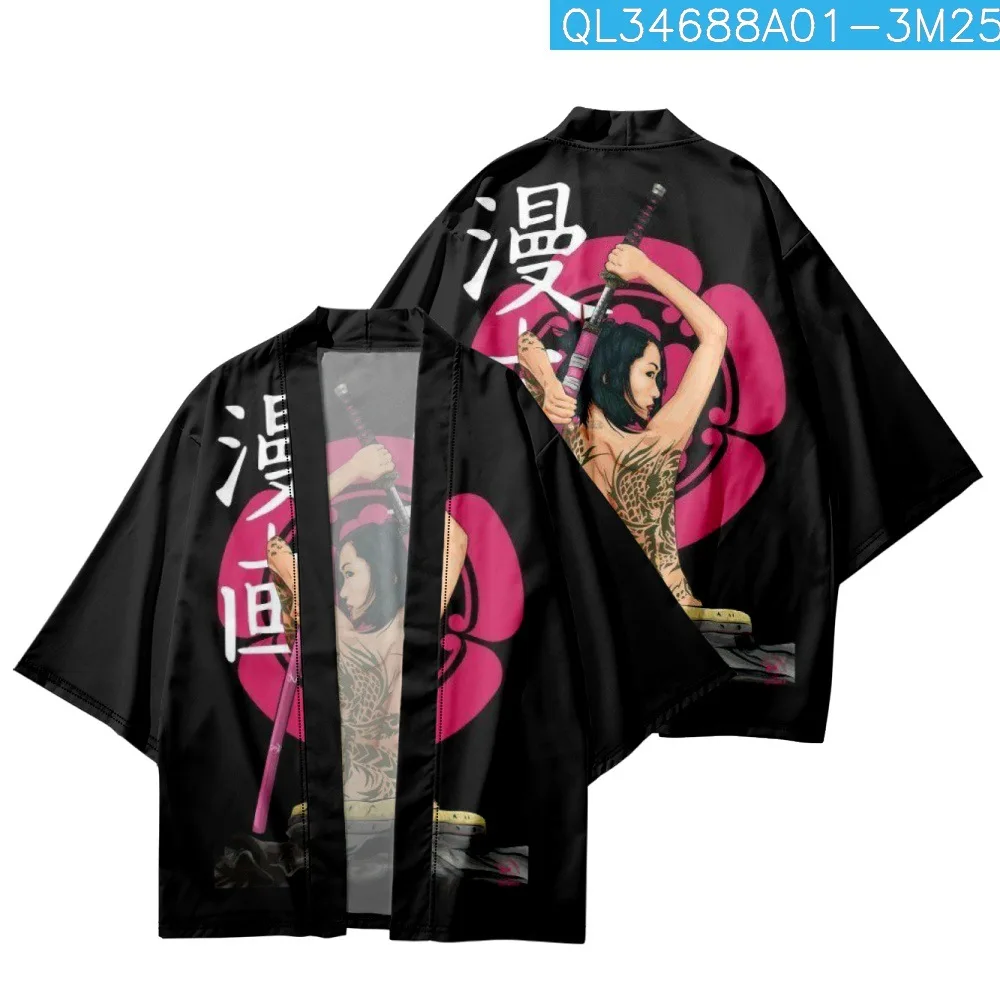 Casual Loose Cartoon Beauty Samurai Printed Kimono Beach Shorts Cardigan Summer Couple Women Men Haori Yukata Streetwear
Casual Loose Cartoon Beauty Samurai Printed Kimono Beach Shorts Cardigan Summer Couple Women Men Haori Yukata Streetwear
