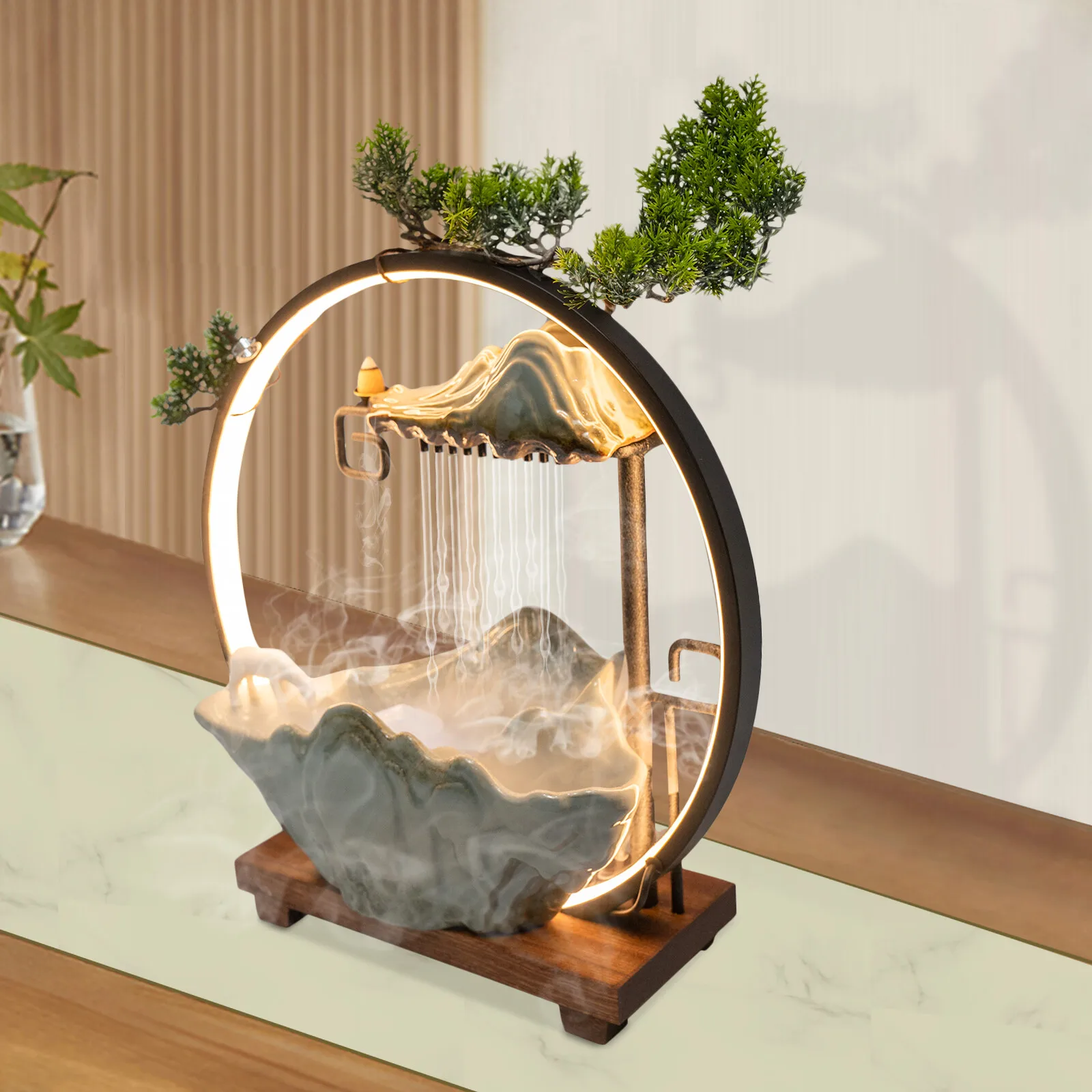 LED Ceramics & Wood Water Fountains Portable Indoor Waterfall Water Fountains Fake Plants Feng Shui Decor for Good Luck Wealth
LED Ceramics & Wood Water Fountains Portable Indoor Waterfall Water Fountains Fake Plants Feng Shui Decor for Good Luck Wealth