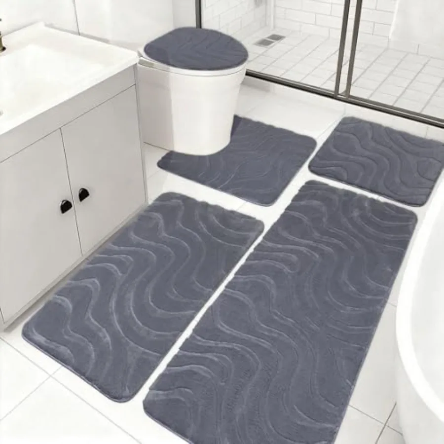 Bathroom Rug Sets 5 Pcs Ultra Soft Absorbent Non-Slip Plush Bath Mats Includes Toilet Cover Bath Runner and U-Shaped Contour To
Bathroom Rug Sets 5 Pcs Ultra Soft Absorbent Non-Slip Plush Bath Mats Includes Toilet Cover Bath Runner and U-Shaped Contour To