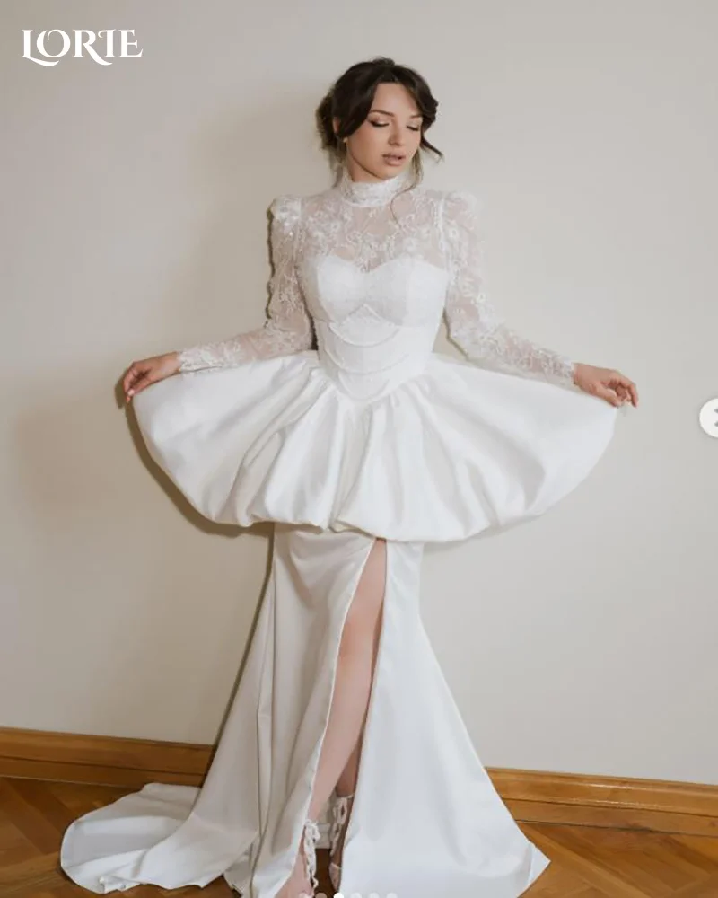 LORIE High Collar A-Line Muslim Wedding Dress Long Sleeve Corset Bridal Gown Customized Backless Bride DressSaudi Dress Dubai
LORIE High Collar A-Line Muslim Wedding Dress Long Sleeve Corset Bridal Gown Customized Backless Bride DressSaudi Dress Dubai