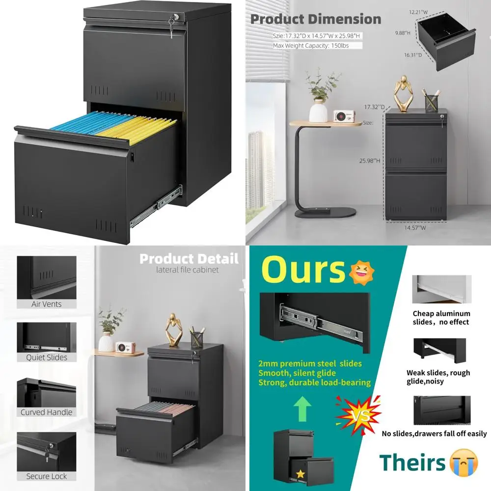 secure vertical 2-drawer steel file cabinet for home office and printer storage
secure vertical 2-drawer steel file cabinet for home office and printer storage